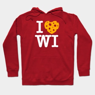 I Love Wisconsin - Madison Red Background Hoodie